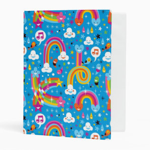 clouds rainbows rain drops hearts pattern mini binder