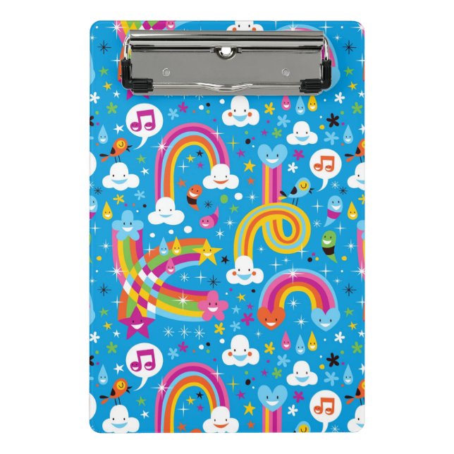 clouds rainbows rain drops hearts pattern mini clipboard (Front)