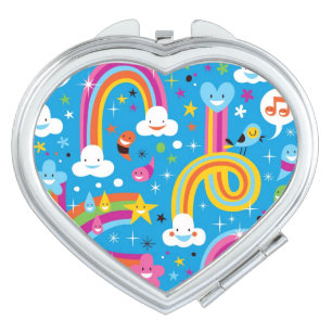 clouds rainbows rain drops hearts pattern mirror for makeup