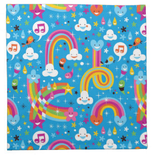 clouds rainbows rain drops hearts pattern napkin