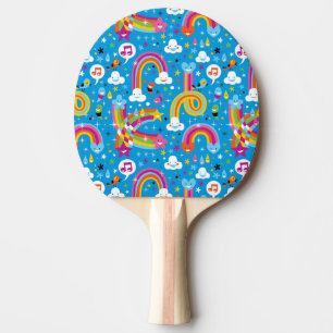 clouds rainbows rain drops hearts pattern Ping-Pong paddle