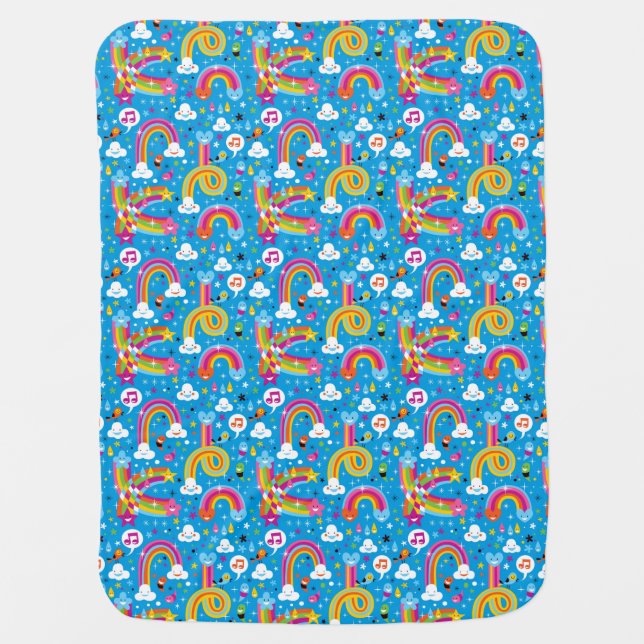 clouds rainbows rain drops hearts pattern receiving blanket (Front)