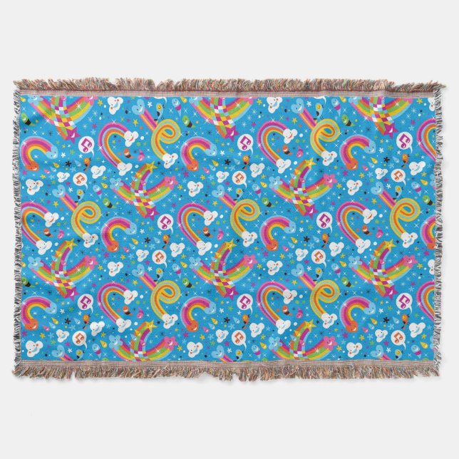 clouds rainbows rain drops hearts pattern throw blanket (Front)