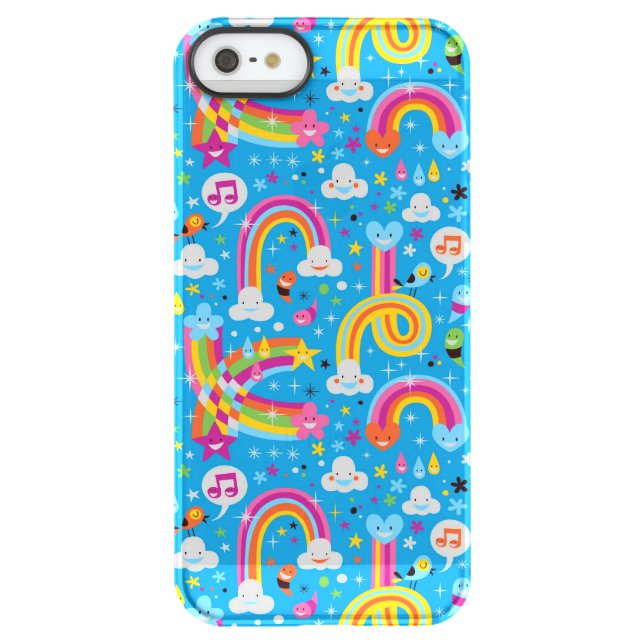 clouds rainbows rain drops hearts pattern uncommon iPhone case (Back)