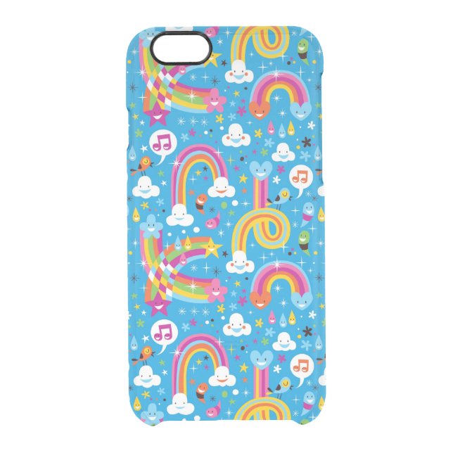 clouds rainbows rain drops hearts pattern uncommon iPhone case (Back)