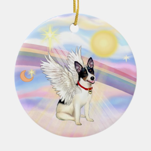 Clouds - Rat Terrier Angel Ceramic Ornament (Front)