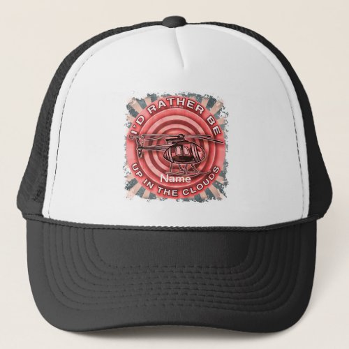 Clouds Red Helicopter custom name hat 