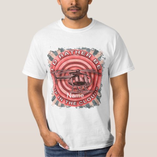 Clouds Red Helicopter custom name T_Shirt