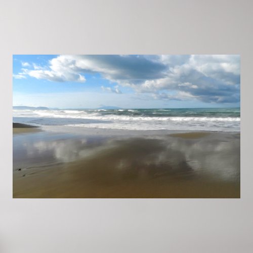 Clouds reflected in the water  Digital art paint Poster
