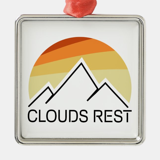 Clouds Rest Mountain Yosemite Retro Metal Ornament (Front)