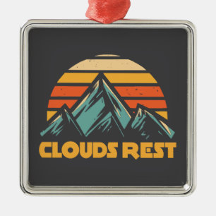 Clouds Rest Mountain Yosemite Retro Turquoise Metal Ornament