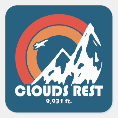 Clouds Rest Mountain Yosemite Sun Eagle Square Sticker
