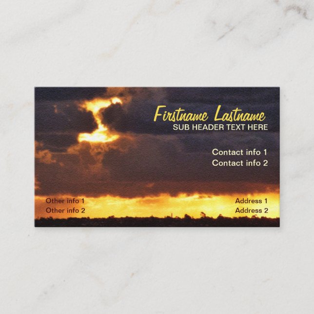 Clouds Rich Sunset Texture Weather Business Card (Front)