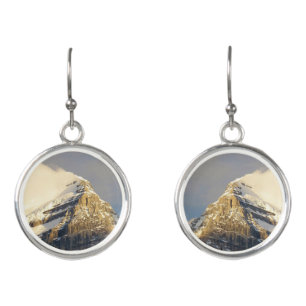 Clouds Roll Off Snowy Mountain in Canada Earrings