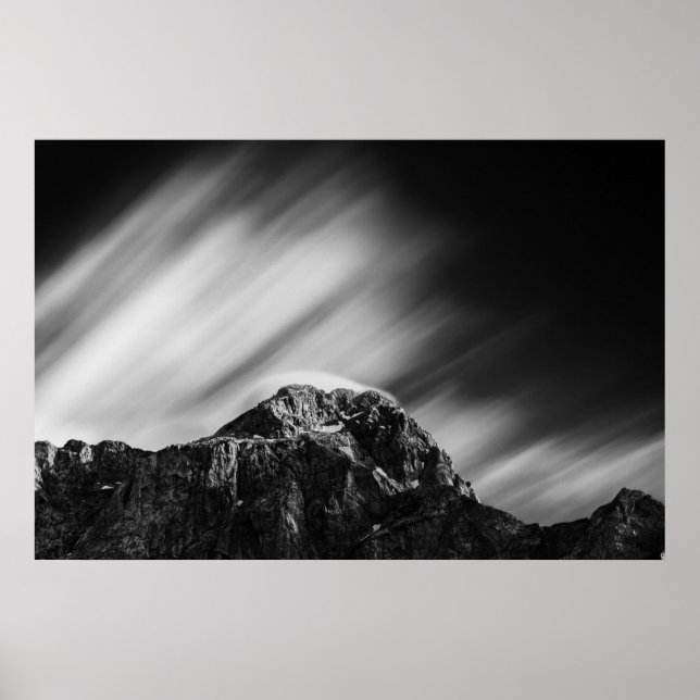 Clouds rolling above mountain Mangart Poster (Front)