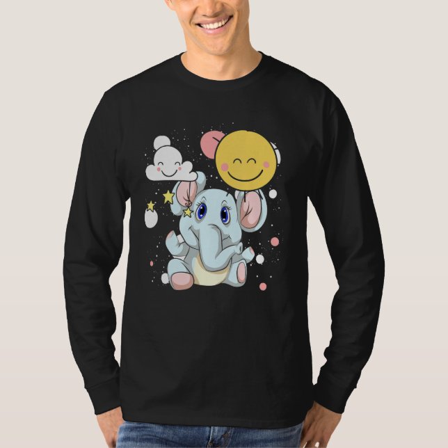 Clouds Safari Africa Zoo Animal   Cute Baby Elepha T-Shirt (Front)