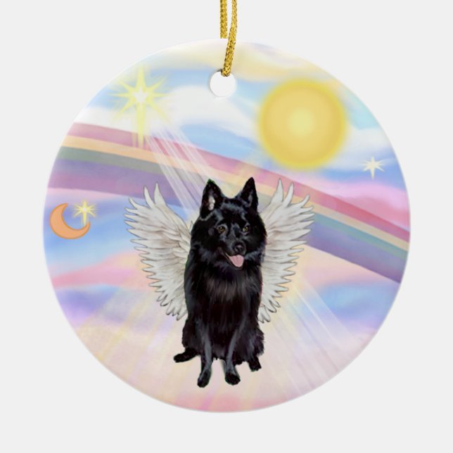 Clouds - Schipperke Angel Ceramic Ornament (Front)
