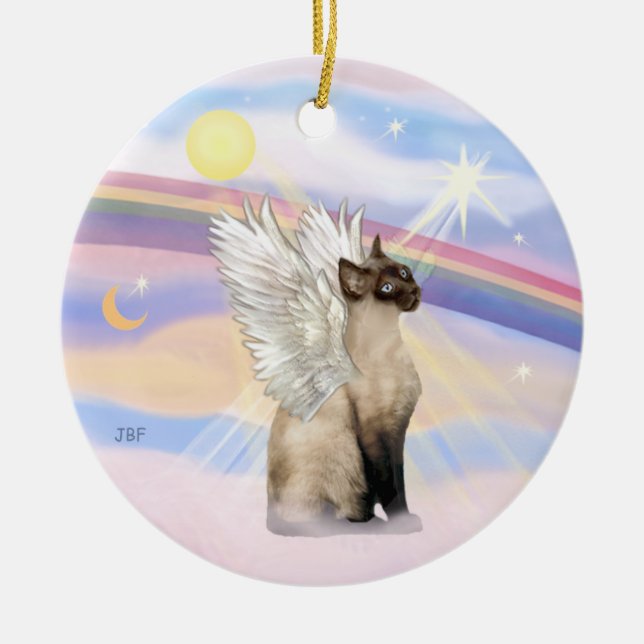 Clouds - Siamese Cat Angel Ceramic Ornament (Front)