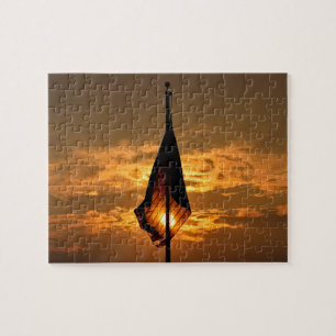 Clouds, Sky, and Flag at Sunset - 8x10 - 110 pcs. Jigsaw Puzzle