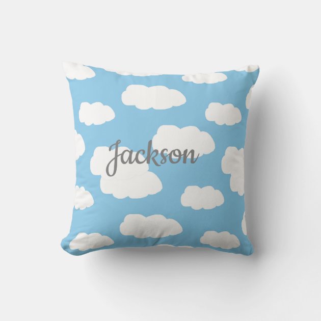 Clouds Sky Blue Baby Boy Nursery Throw Pillow | Zazzle