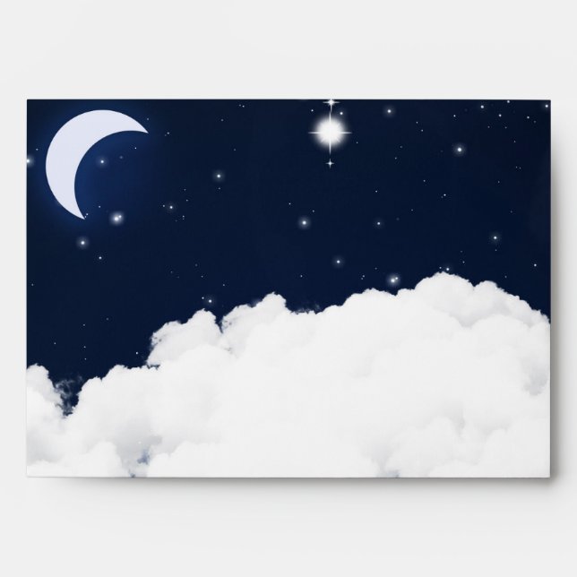 Clouds Starry Night Celestial Invitation Envelope (Front)