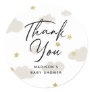 Clouds Stars Gold Thank You Baby Shower Classic Round Sticker