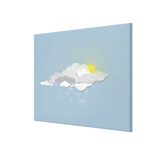 Clouds, Sun and Snowflakes Canvas Print