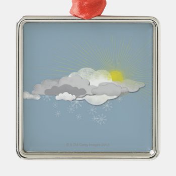 Clouds  Sun And Snowflakes Metal Ornament by prophoto at Zazzle
