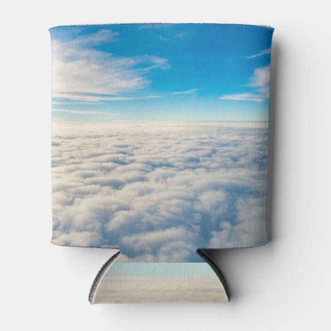 Clouds Sunrise: Airplane Window View. Can Cooler (Front)