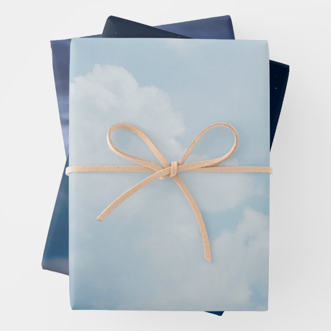 Clouds, Sunrise & Starry Night Wrapping Paper Sheets (In situ)