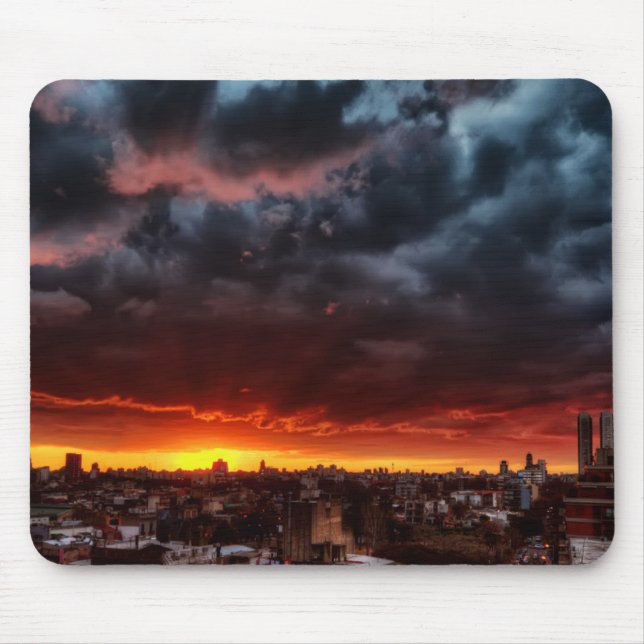 Clouds, Sunset And Red Mouse Pad (Front)