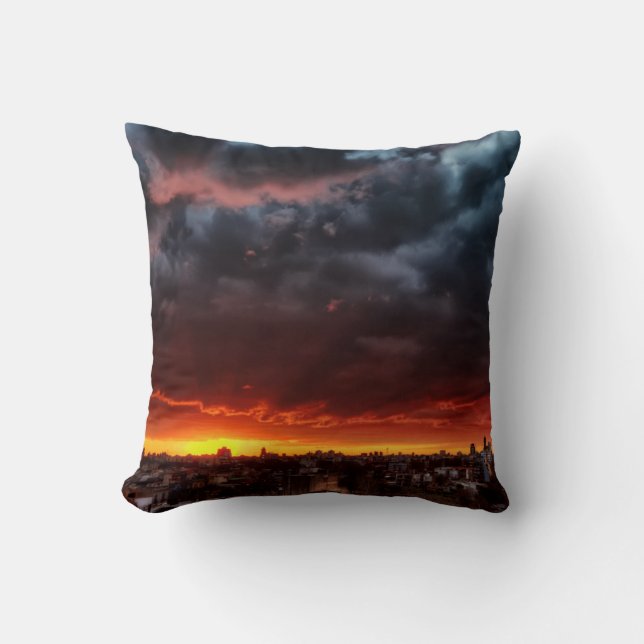 Clouds, Sunset And Red Throw Pillow (Front)