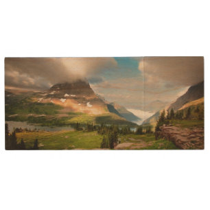 Clouds Sweeping Through Mountains Wood USB Flash Drive