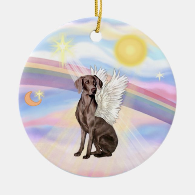 Clouds - Weimaraner Angel Ceramic Ornament (Front)