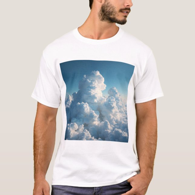 Clouds white blue colors T-Shirt (Front)