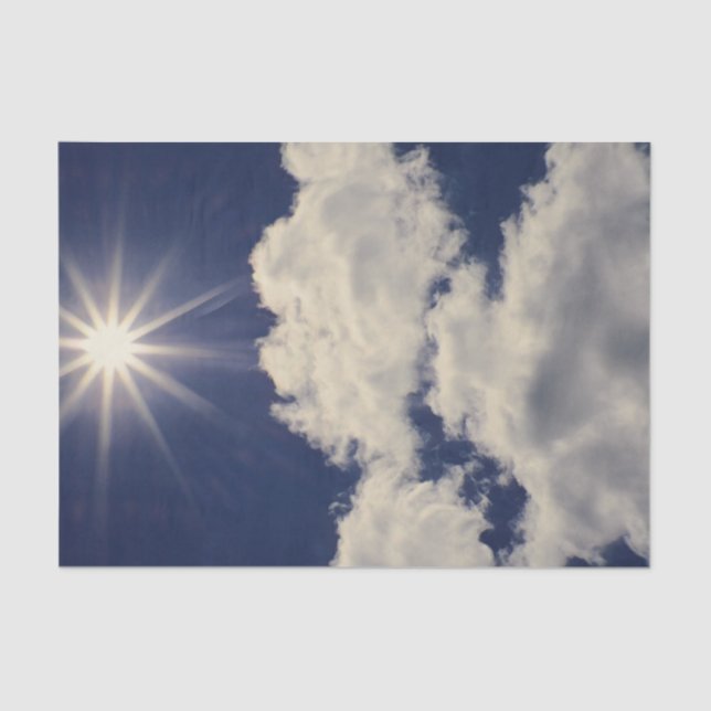 Clouds White Blue Sky Beautiful Sun Tissue Paper (Front)