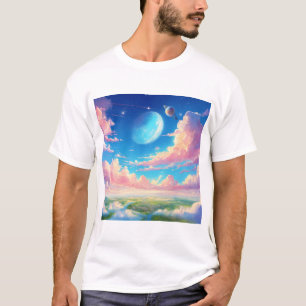 clouds white green and blue colors woow T-Shirt