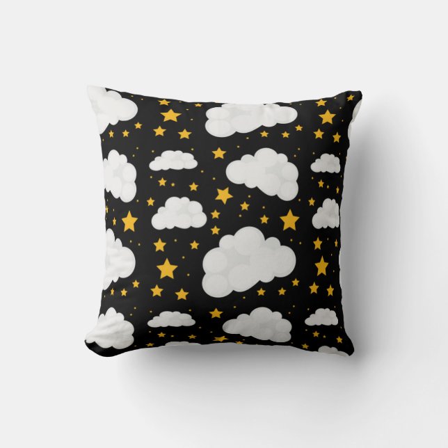 Clouds With A Bright Stary Night Throw Pillow (Front)