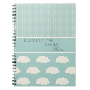 Clouds Your Name Polka Dots Green Notebook