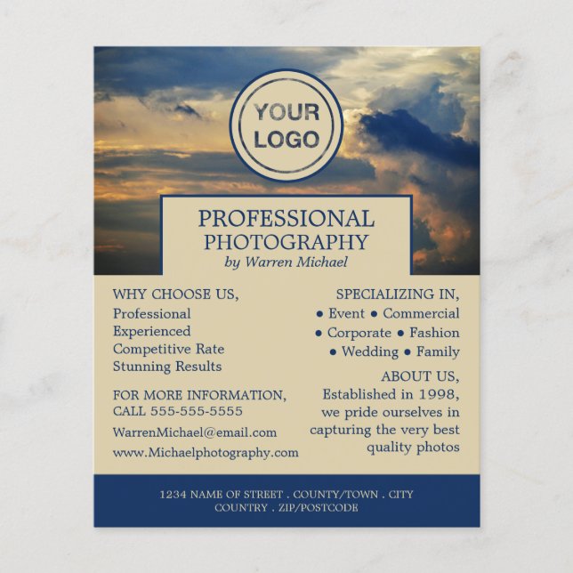 Cloudscape, Photography, Photographer Hire Flyer (Front)