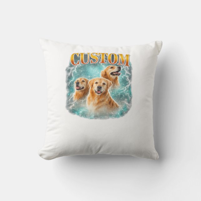 Cloudy and happy dog throw pillow (Front)