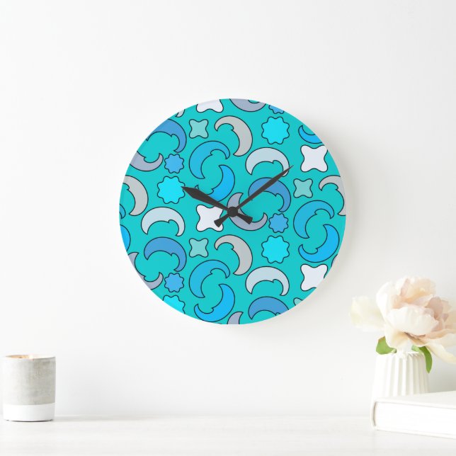 Cloudy Blue Moon Large Clock (Home)