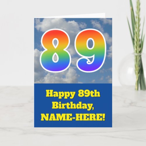 Cloudy Blue Sky Rainbow Pattern 89 Birthday  Card