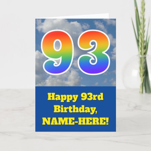 Cloudy Blue Sky Rainbow Pattern 93 Birthday  Card