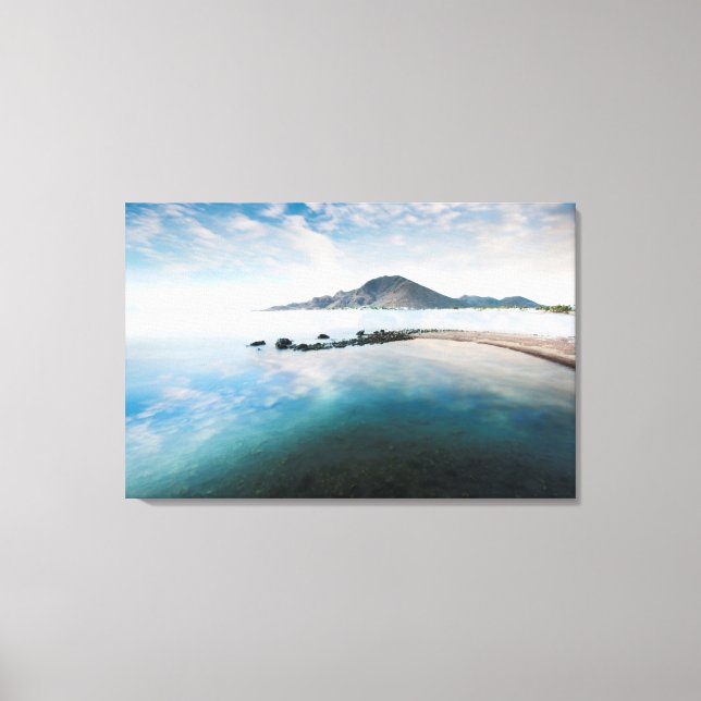 Cloudy Blue Sky Reflecting In Lake Canvas Print (Front)