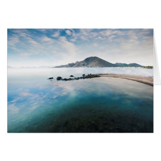 Cloudy Blue Sky Reflecting In Lake Cards (Front Horizontal)