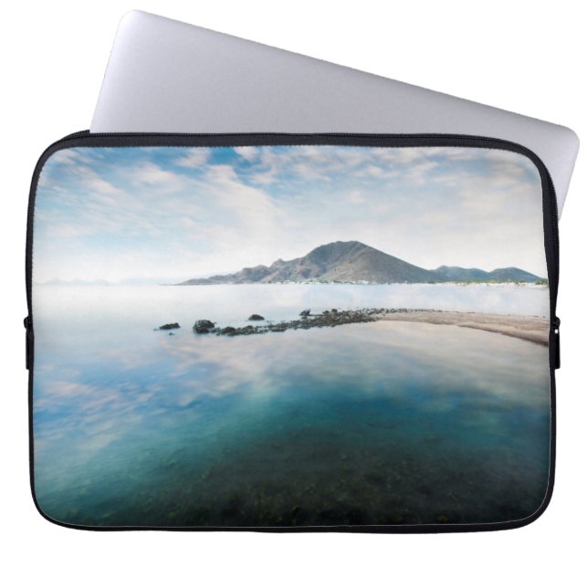 Cloudy Blue Sky Reflecting In Lake Laptop Sleeve (Front)