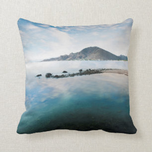 Cloudy Blue Sky Reflecting In Lake Throw Pillow