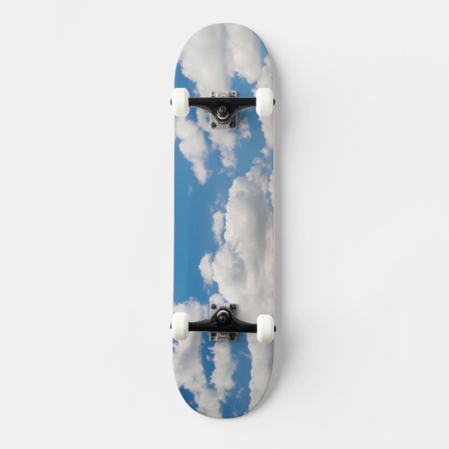 Cloudy blue sky skateboard deck (Front)