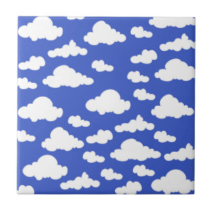 Cloudy Blue Sky White Clouds Dreamy Clouding Ceramic Tile